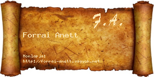 Forrai Anett névjegykártya