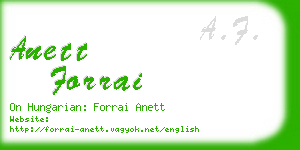 anett forrai business card